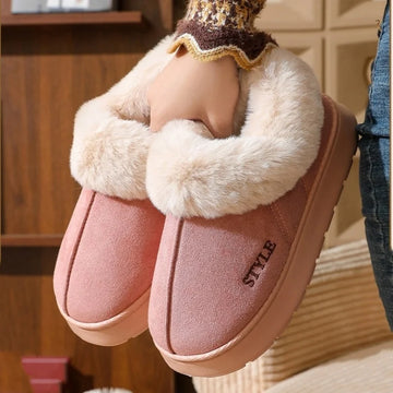 New Platform Snow Boots for Women's Home Thick Warm Wool Shoes Women's Outdoor Anti-Slip Fur Velvet Ankle Short Boots Shoes