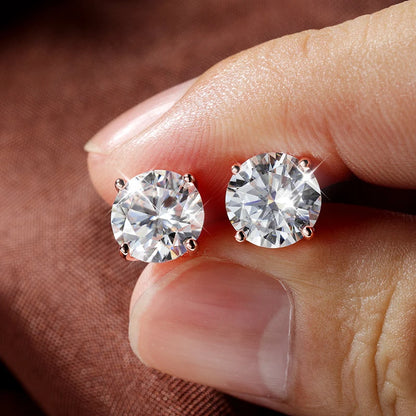 Rose Glow Moissanite Stud Earrings