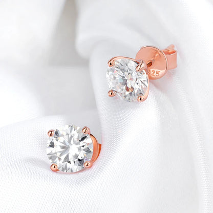 Rose Glow Moissanite Stud Earrings