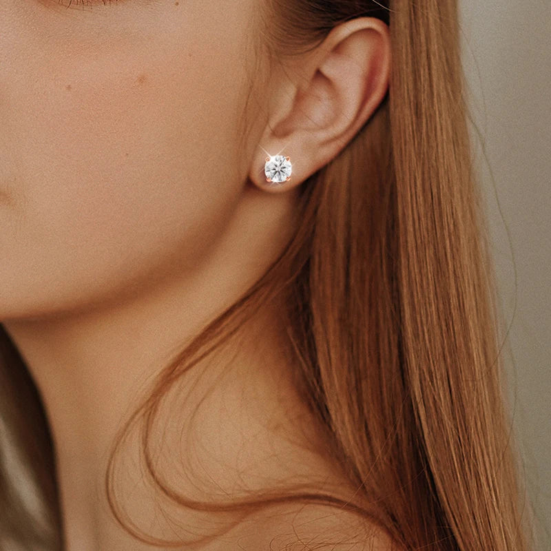 Rose Glow Moissanite Stud Earrings