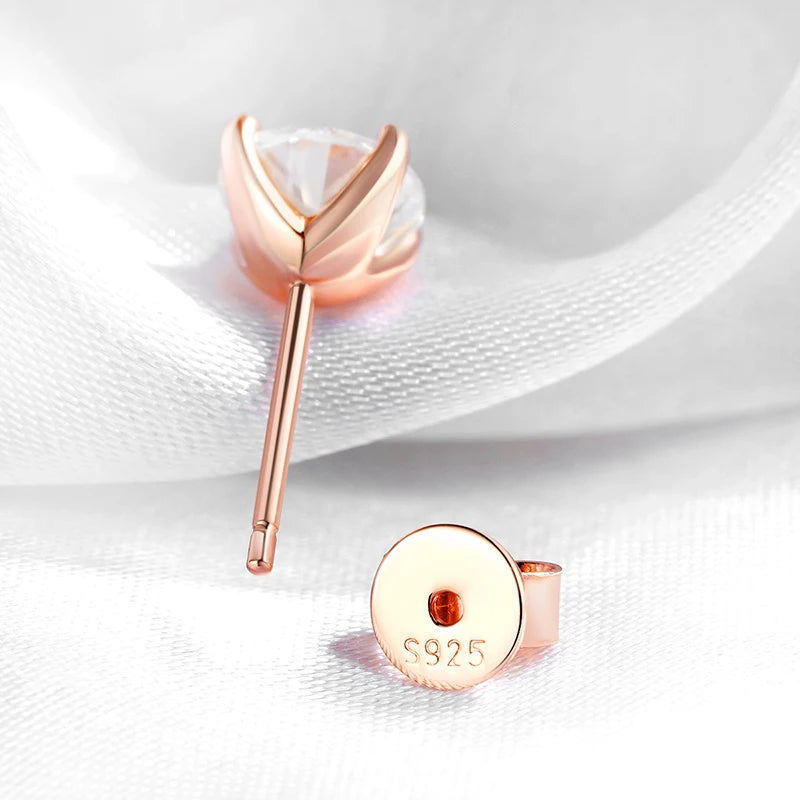 Rose Glow Moissanite Stud Earrings